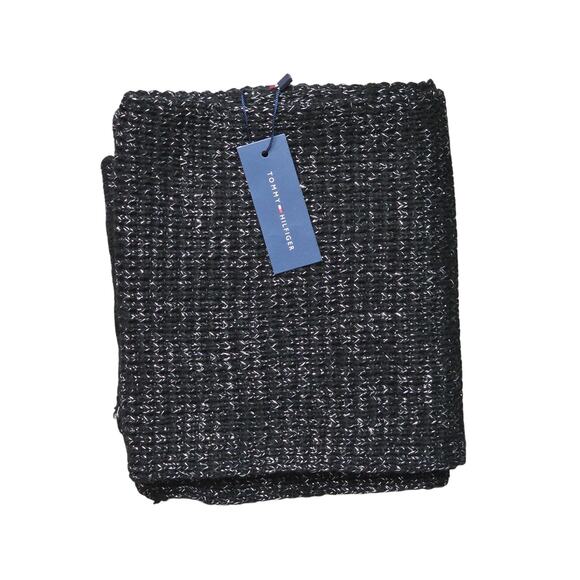 Tommy Hilfiger Men’s Black Gray Logo Muffler Scarf One Size NWT - Picture 1 of 6